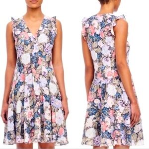 Rebecca Taylor Penelope 100% Silk Floral Dress Lined Fit & Flare Size 2 EUC